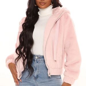 Fashion Nova Hold Me Closer Faux Fur Jacket Mauve Teddy S NWT SOLD OUT